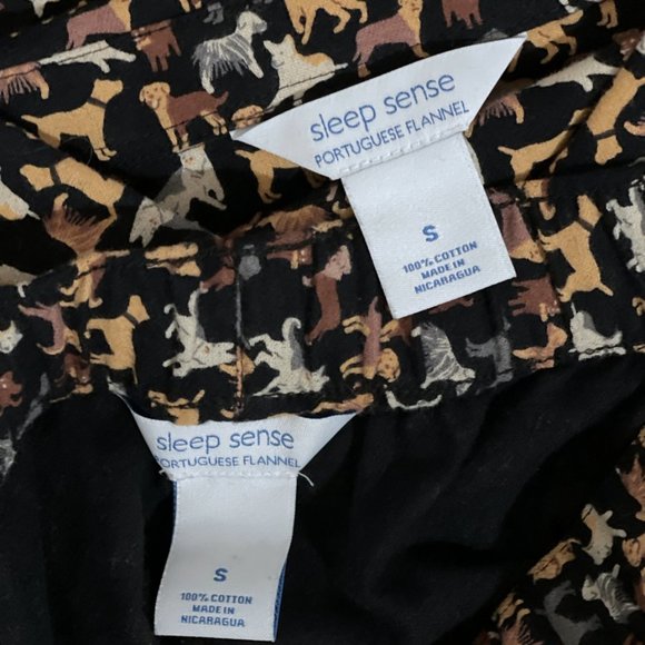 Sleep Sense Dogs Pajama Top Pants Set Women S Brown Black Brushed Flannel - Picture 3 of 10